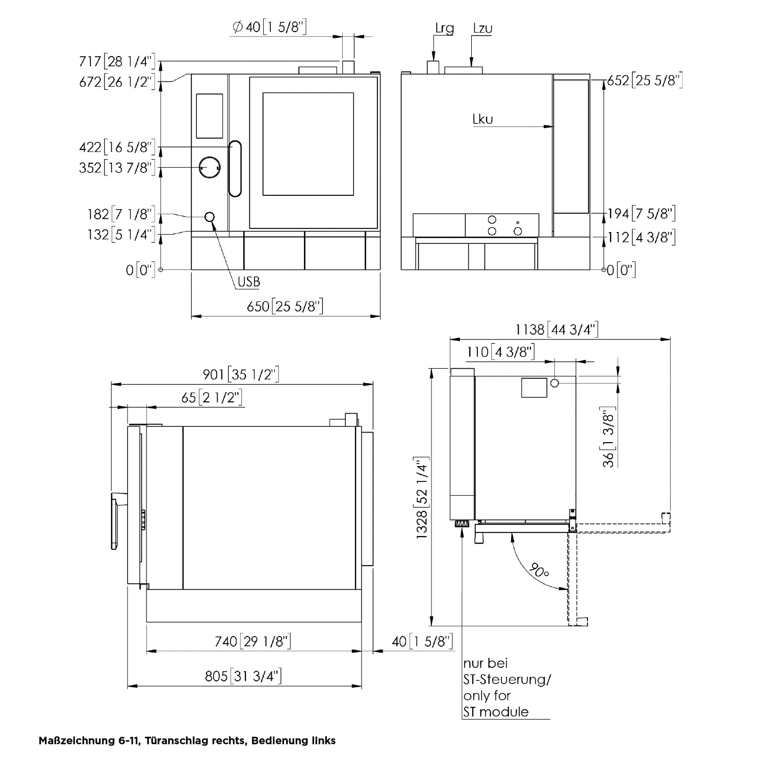 Eloma-Joker-Heissluftdmpfer-6-11-Bedienung-Links-Rechtssanschlag-Frischdampfsystem-mobile-Edition-Serie-20-technische zeichnung