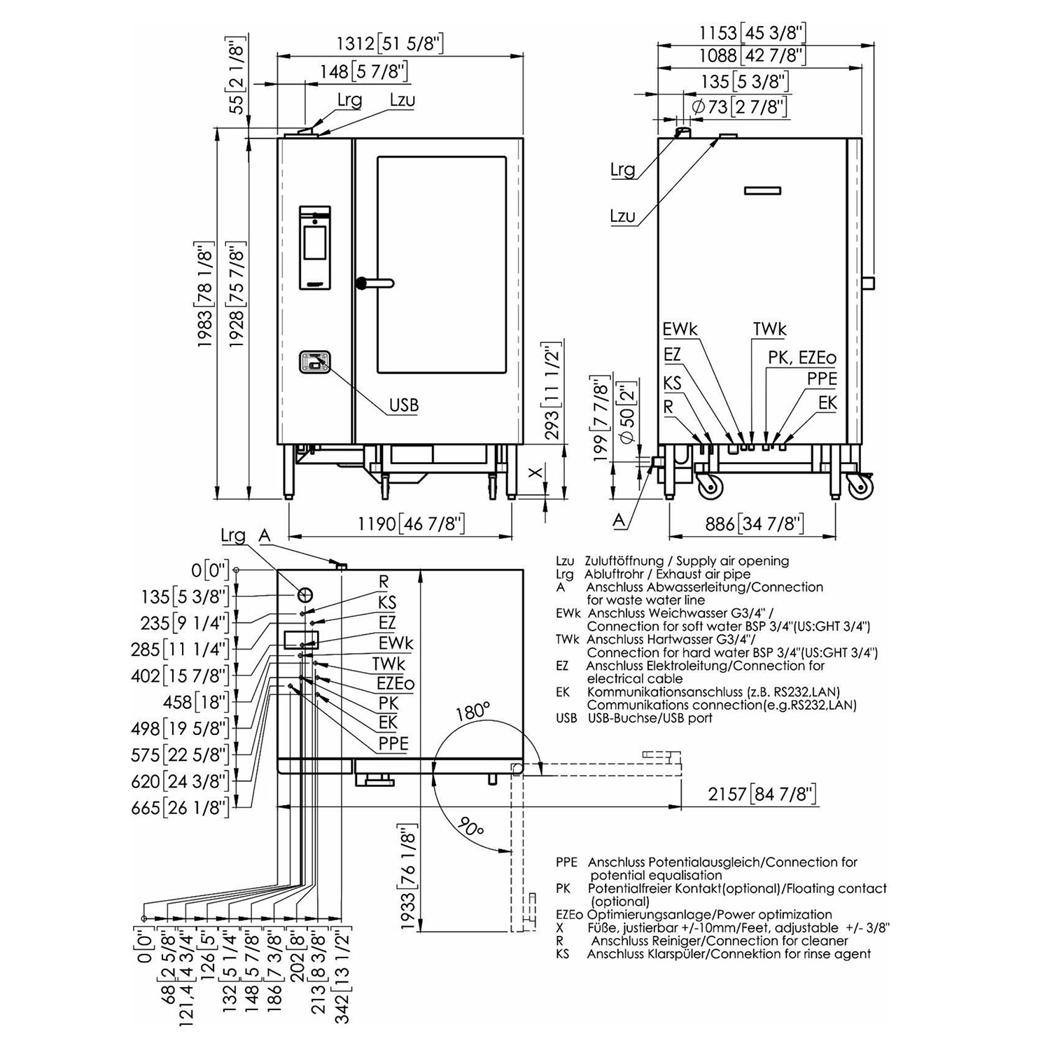 Eloma Genius MT, Kombidämpfer, Elektro, 52 kW, 20 x GN 2/1, Türanschlag rechts