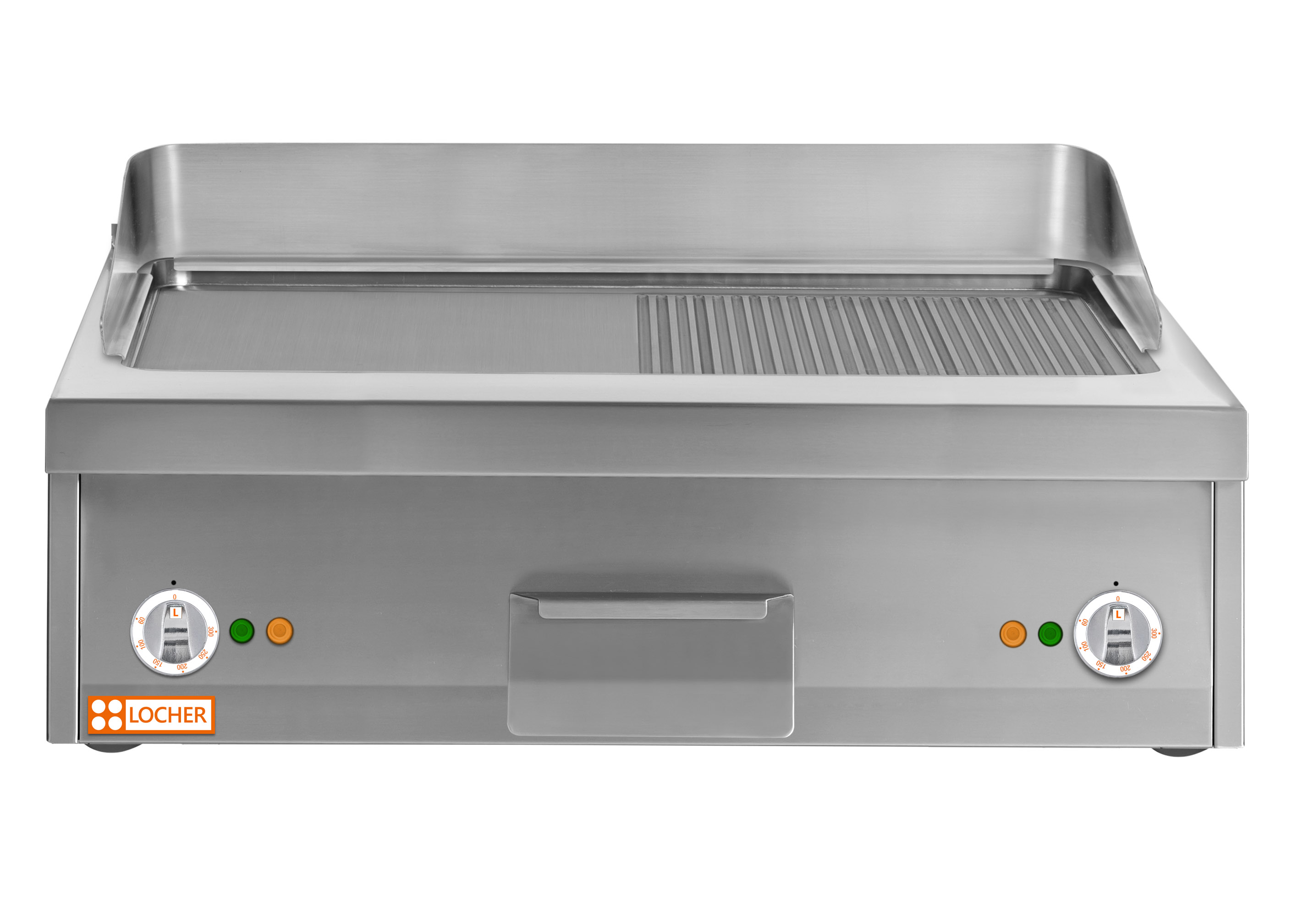 Locher Elektro-Bratplatte 800 Flex 600, Stahl, 1/2 gerillt