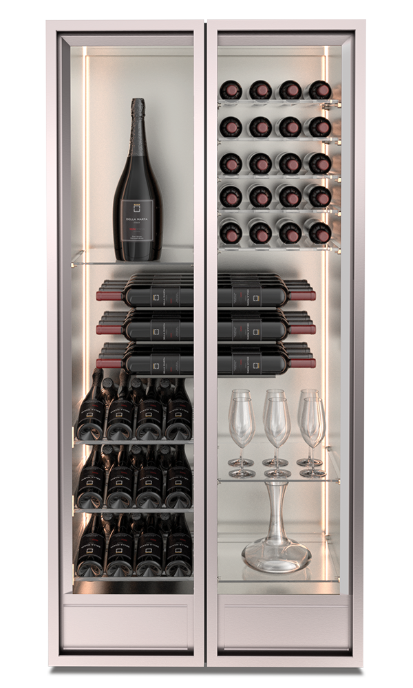 Neutrale Vitrine (ungekühlt) Della Marta Nova H31 – halbe Breite 456 mm, schmale Bauform
