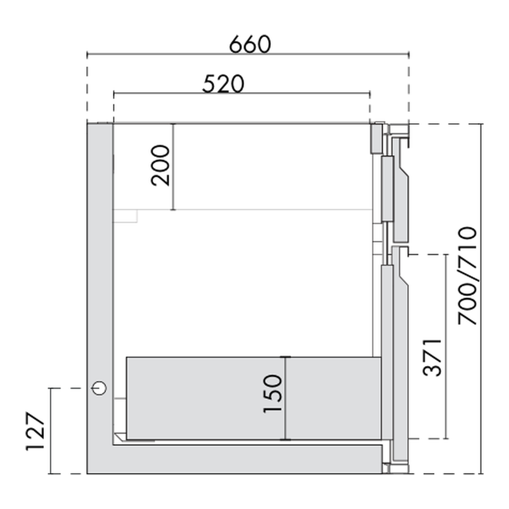 Ladenmodul 1/3 - 2/3 Saladette GN Premium, Korpushöhe 700/710 mm