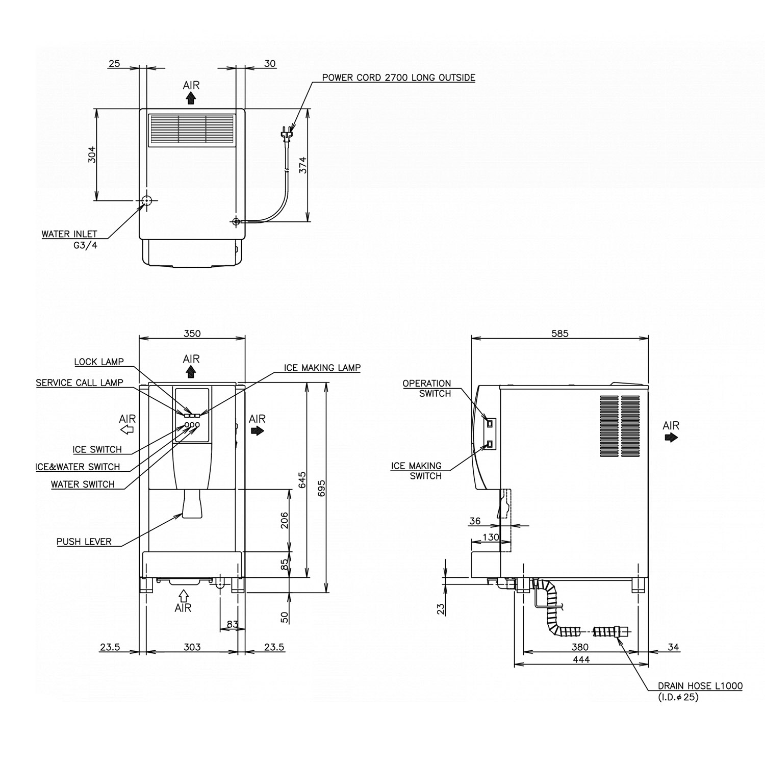 Eis-/Wasserdispenser Hoshizaki 60 kg/24h DCM-60KE-HC Eiswürfel / Wasser