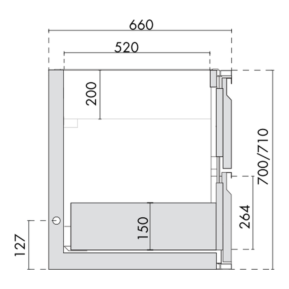 Ladenmodul 1/2 - 1/2 Saladette GN Premium, Korpushöhe 700/710 mm