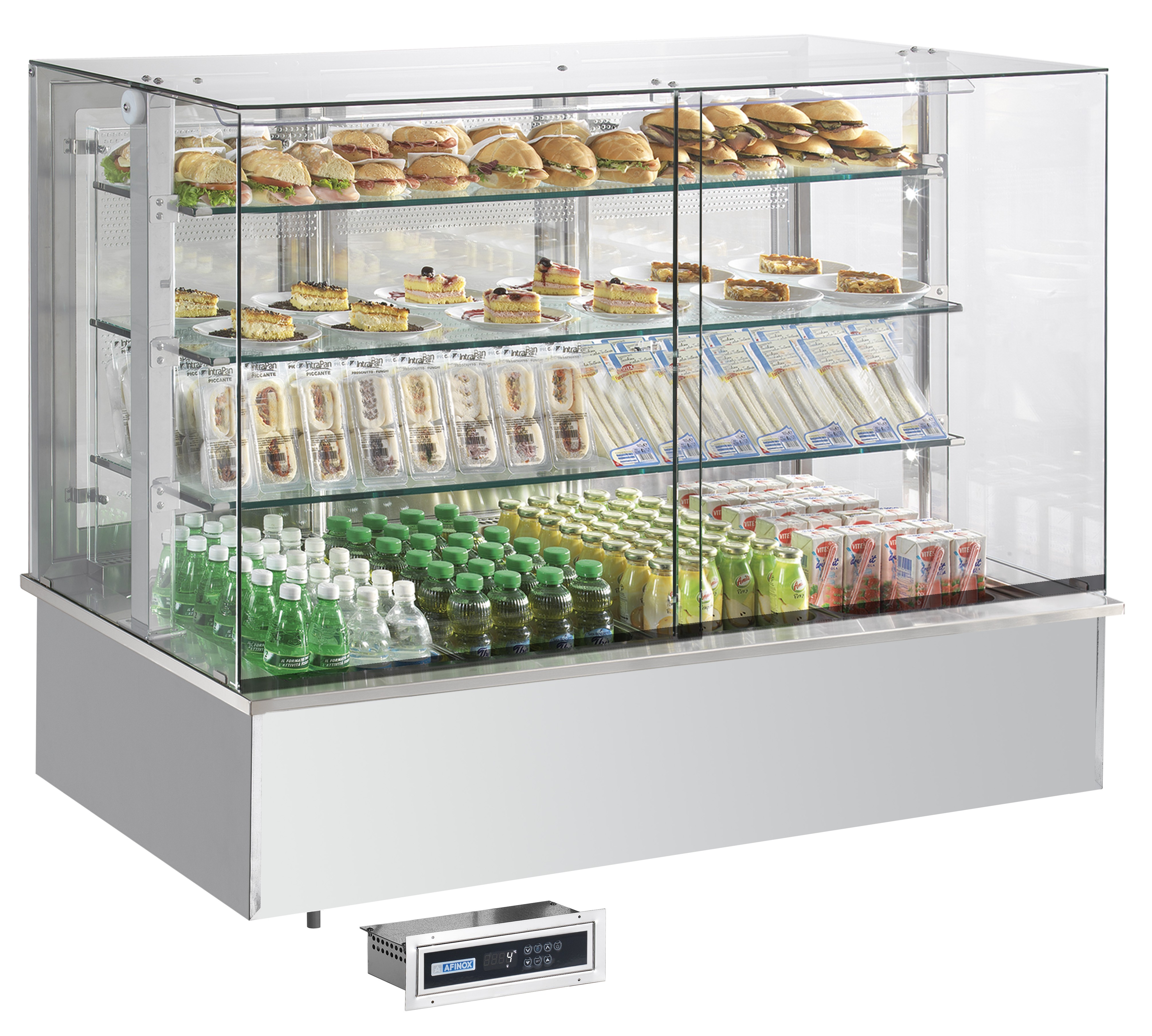 Einbau-Kühlvitrine SOUL PLUS BLUE PLATINUM, 4 x GN 1/1 (Schiebetüren), ohne Aggregat