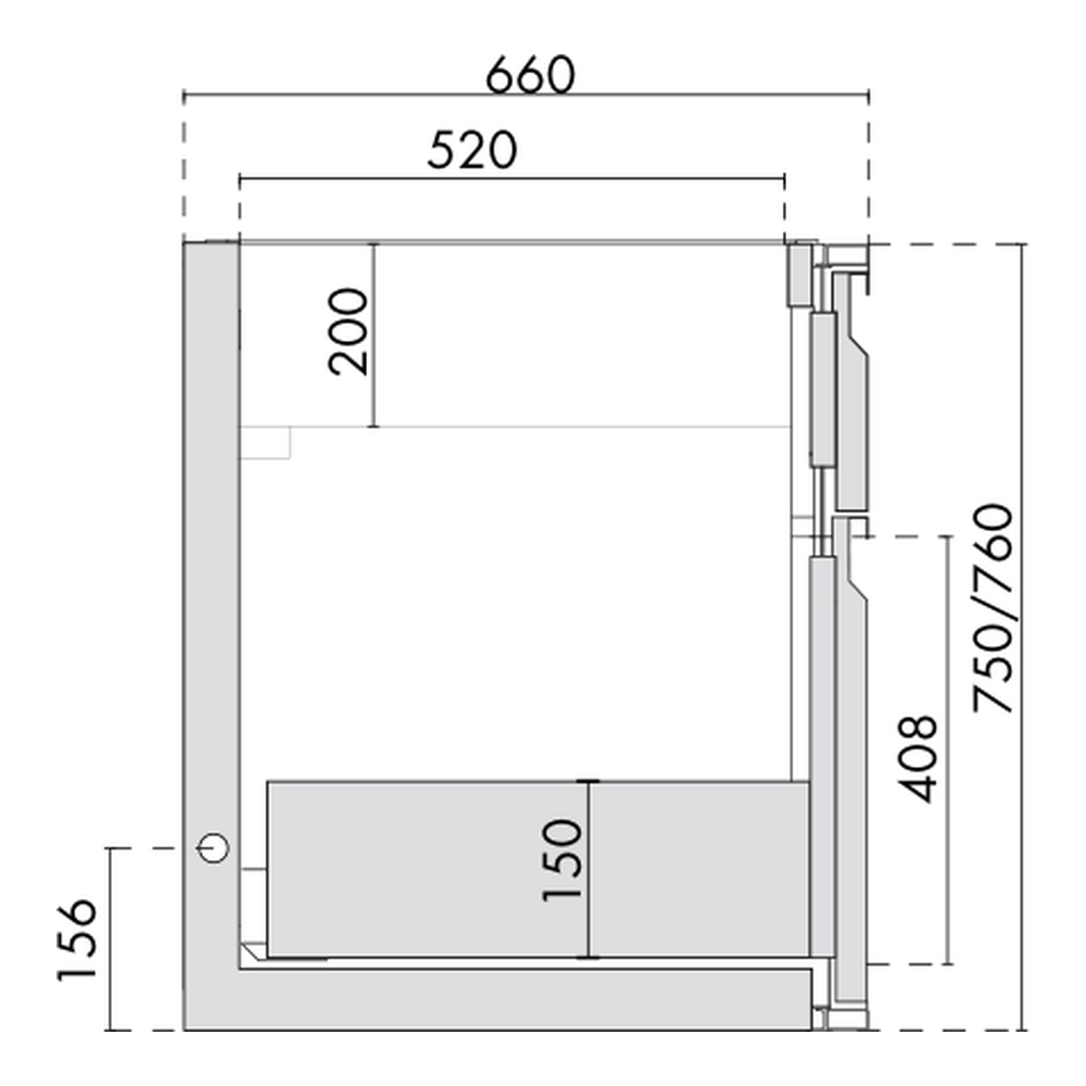 Ladenmodul 1/3 - 2/3 Saladette GN Premium, Korpushöhe 750/760 mm