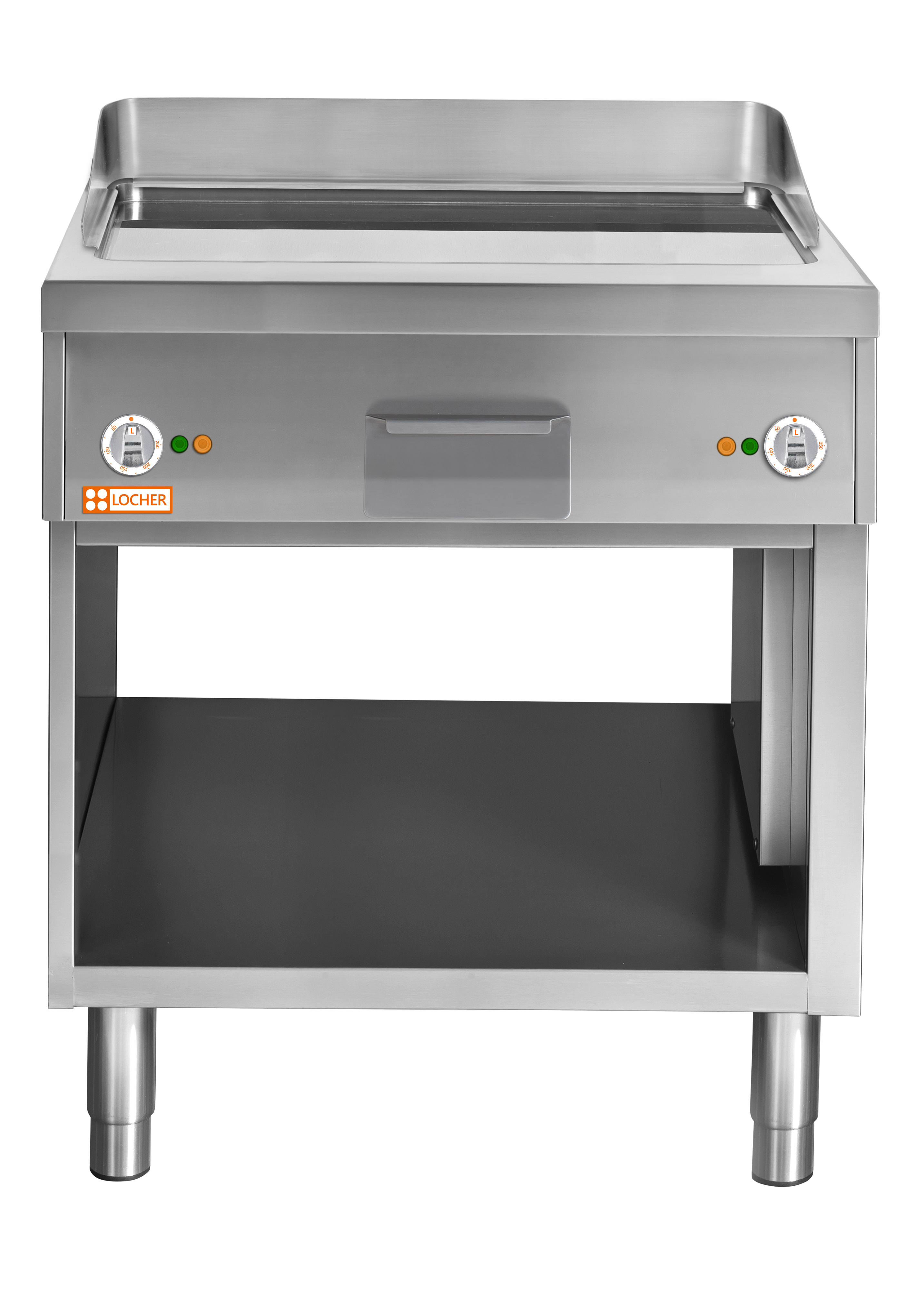 Locher Elektro-Bratplatte Stand 900B, 800 mm hartverchromt glatt