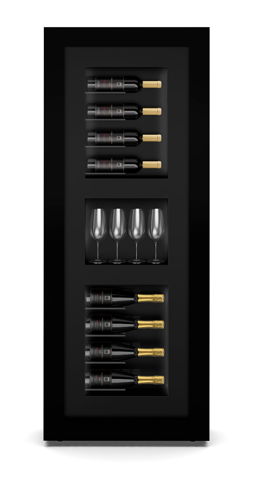 Della Marta Emme 12 G – Wand-Weinvitrine mit Gläserfach