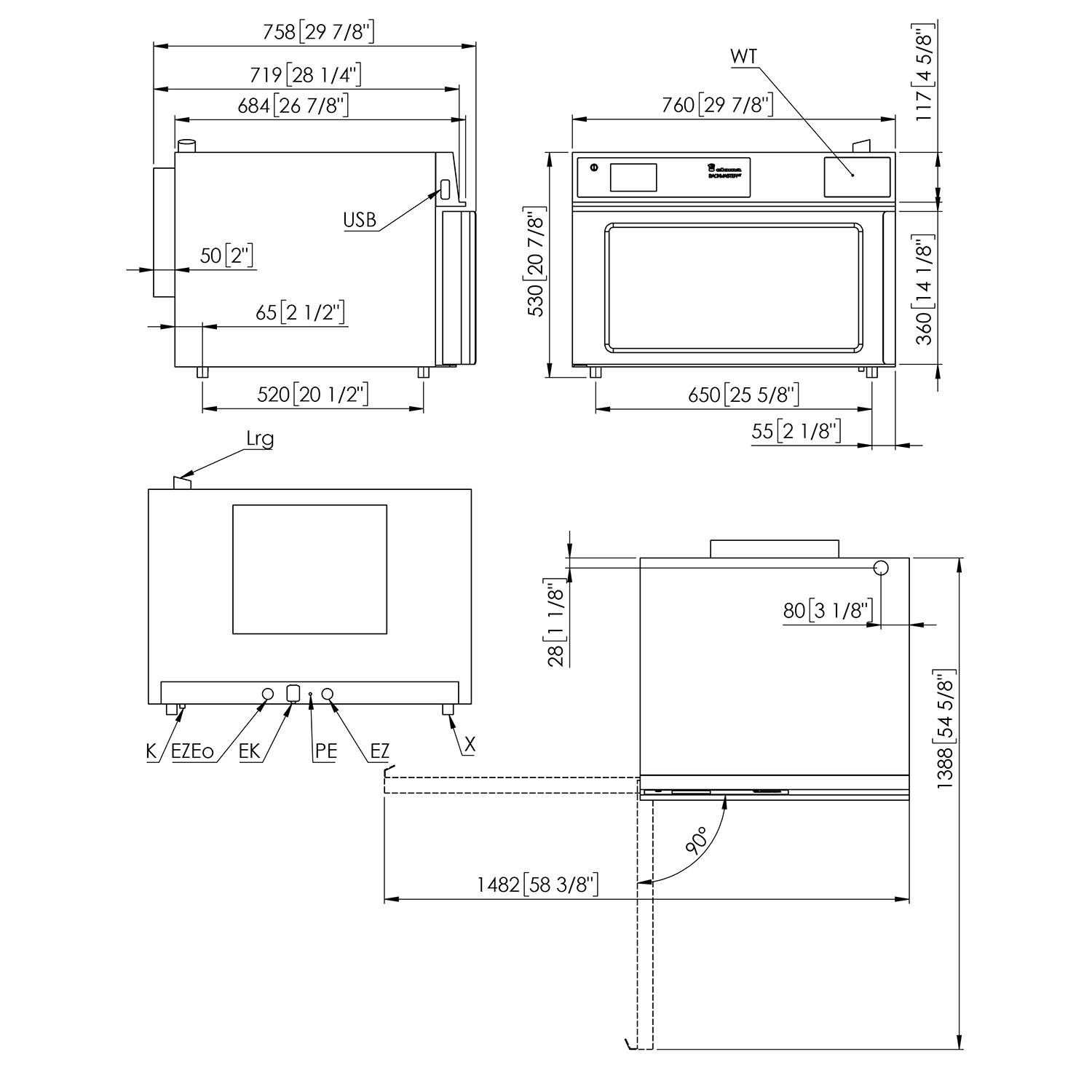 Eloma BACKMASTER, Ladenbackofen, Elektro, 3 x BN64, Türanschlag links