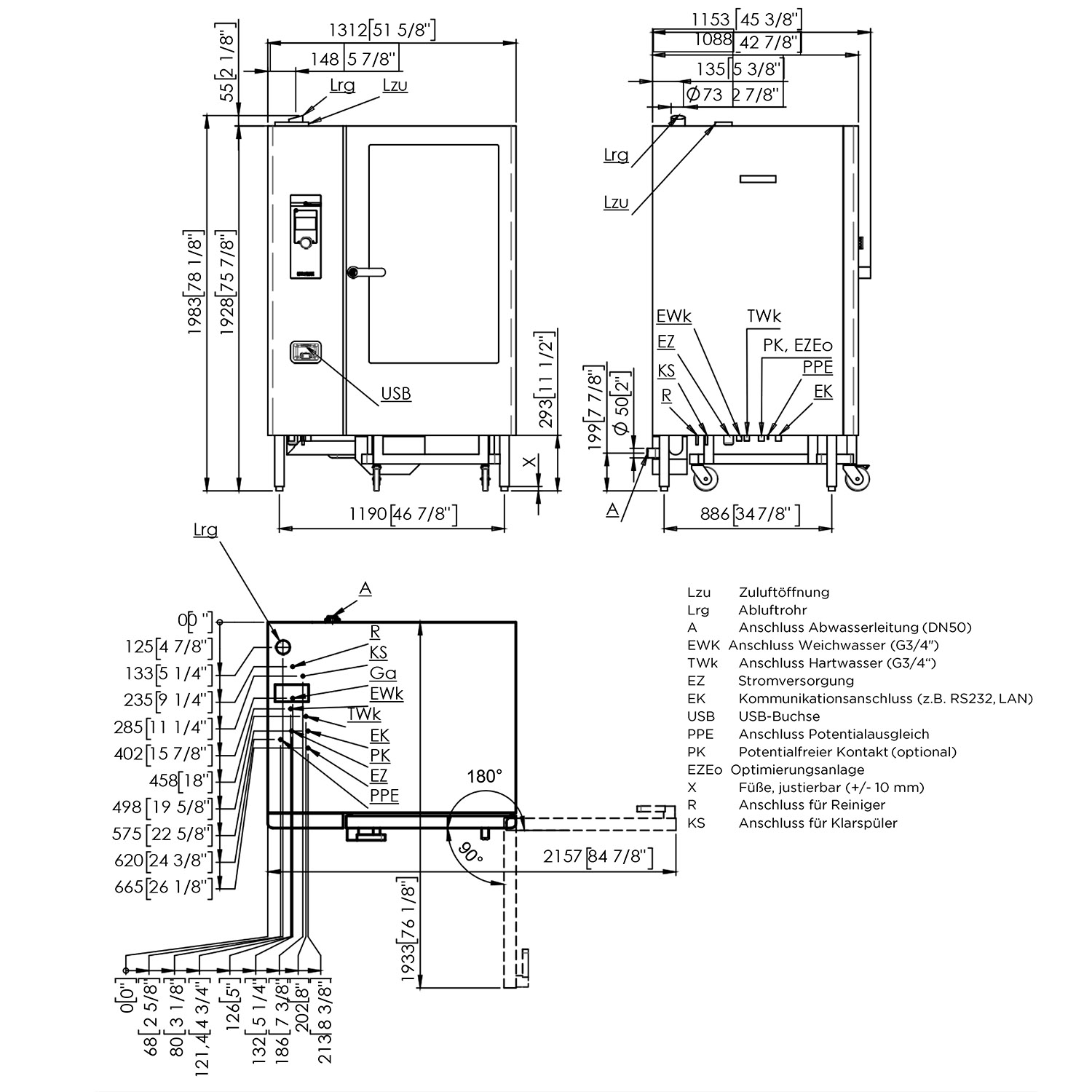 Eloma MULTIMAX, Kombidämpfer, Gas, 70 kW, 20 x GN 2/1, Türanschlag rechts