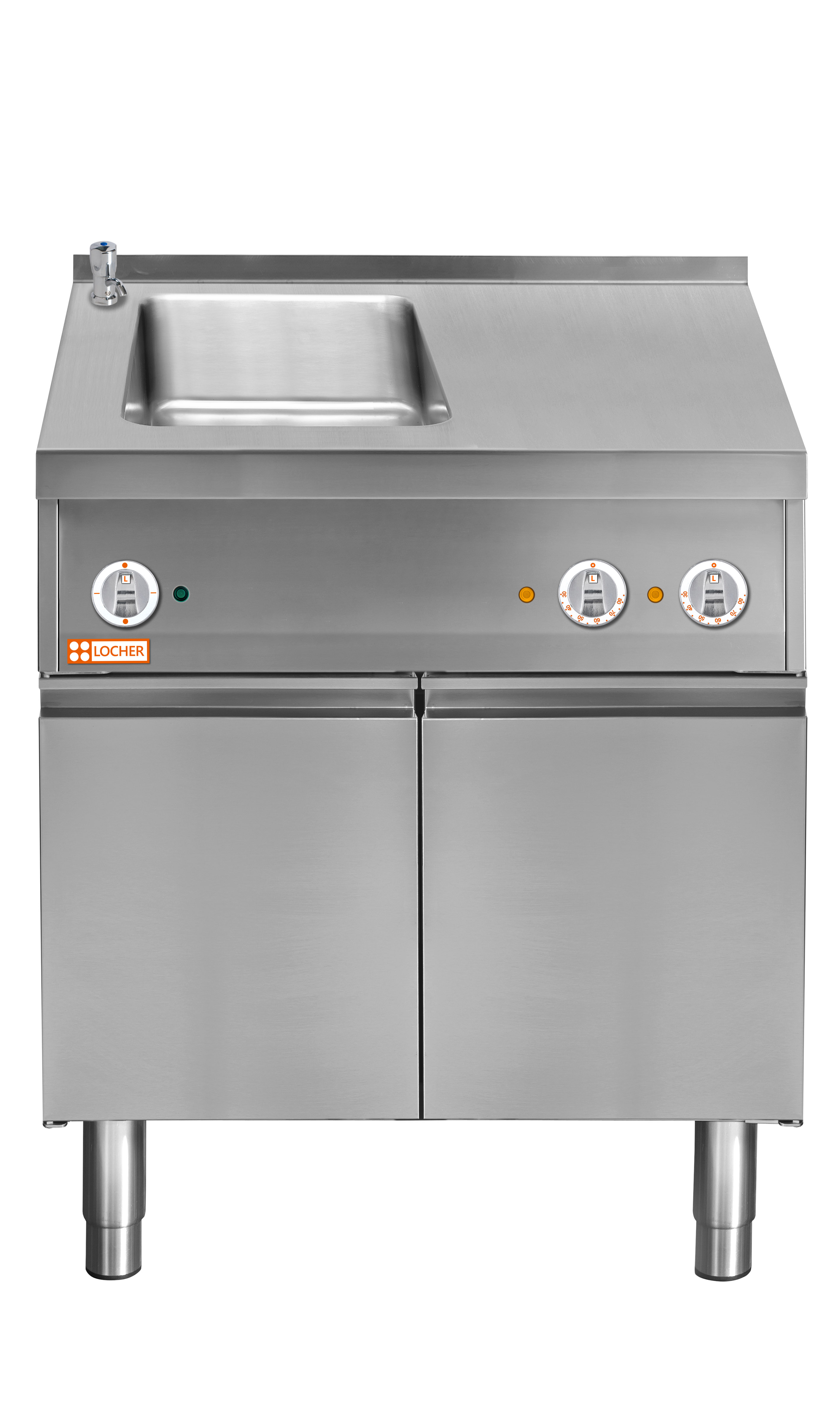 Locher Elektro-Wasserbad Stand 850, GN 1/1 links mit Teller-Wärmeschrank